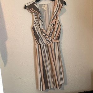 Knee length, wrap dress.